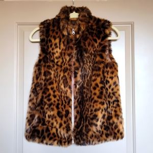 EUC J. Crew Faux-fur leopard vest, G9519, XXS
